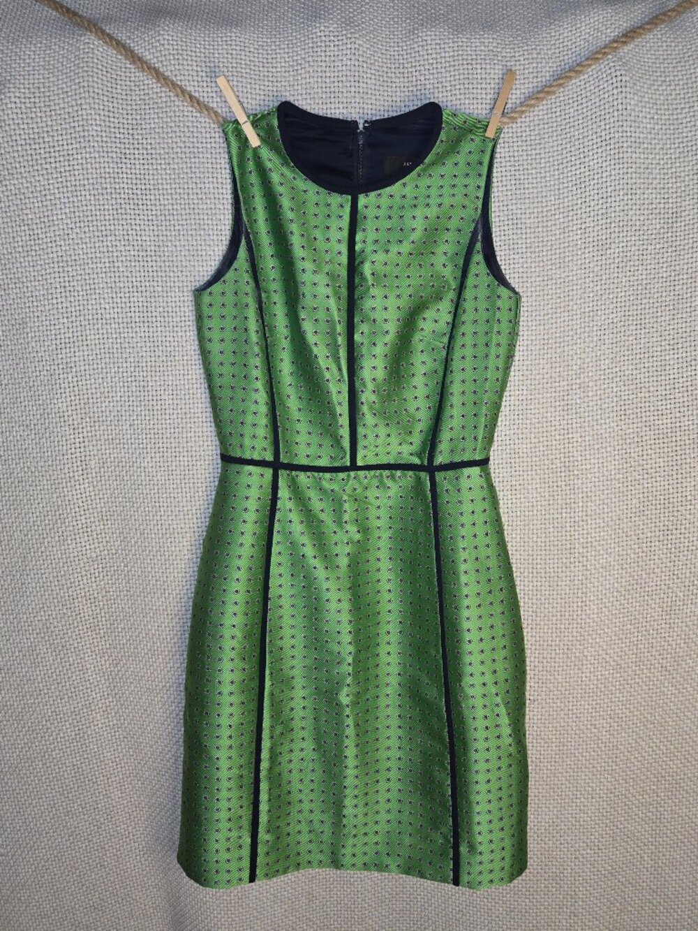 J.CREW Green Foulard Print Navy Piping Size 00P